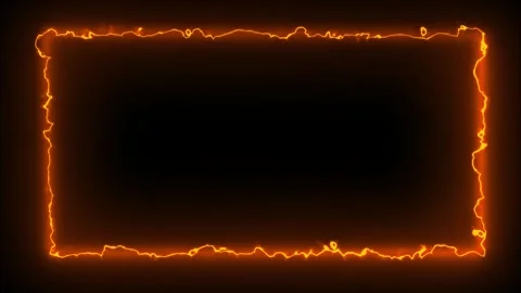 Glowing Red Lightning Border Animation Creating Rectangular High Voltage Frame Vídeos de archivo 334989458