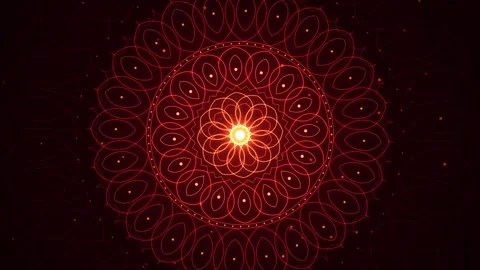 Glowing red mandala pattern rotating in deep space abstract meditative moti.. Video stock 345897494