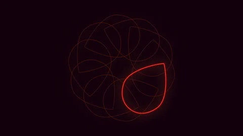 Glowing red neon abstract shape animation on dark background for motion design Stock Footage 334140519