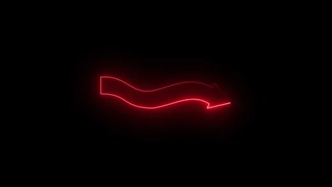 Glowing red neon arrow pointing to the right on black Stock Footage 346577450