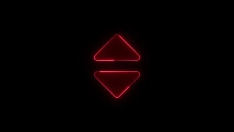 Glowing red neon arrows pointing up and down indicating vertical scroll mot.. Stock Footage 345550147