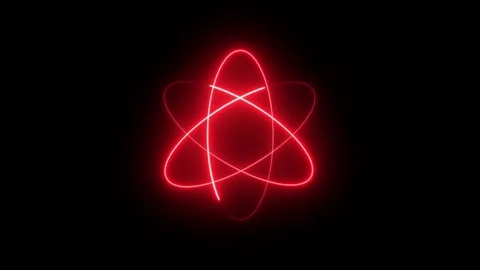 Glowing red neon atom model rotating on black background, scientific resear.. 스톡 동영상 332826637