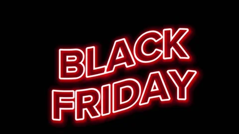 Glowing red neon Black Friday sign for pomo video. Stock Footage 202018056