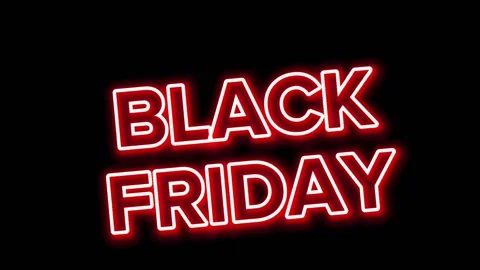 Glowing red neon Black Friday sign for pomo video. Stock Footage 202018405