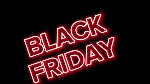 Glowing red neon Black Friday sign for pomo video. Stock Footage 202018666