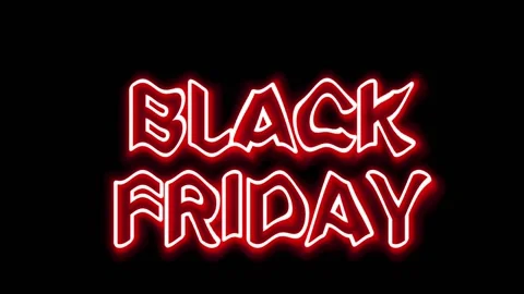 Glowing red neon Black Friday sign for pomo video. Stock Footage 202018751