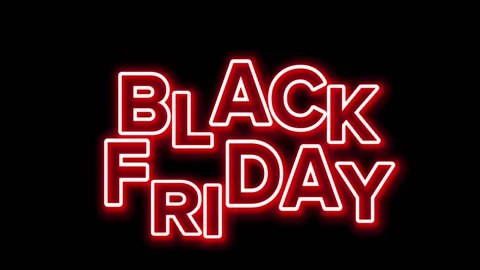 Glowing red neon Black Friday sign for pomo video. Stock Footage 202018904