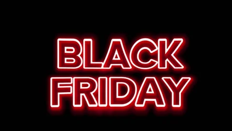 Glowing red neon Black Friday sign for pomo video. Stock Footage 202018970