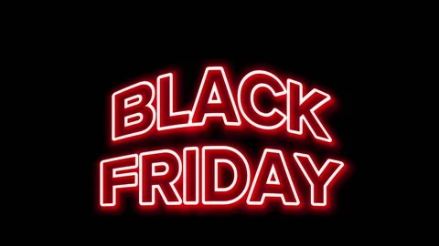Glowing red neon Black Friday sign for pomo video. Stock Footage 202019637