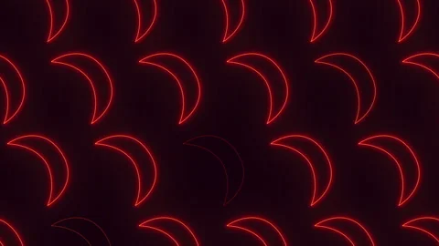 Glowing red neon crescent pattern background with soft blur and dark gradient Stock Footage 330086015