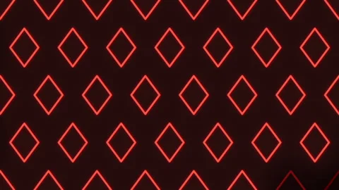 Glowing red neon diamond pattern background with seamless geometric grid Vídeos de archivo 333189322
