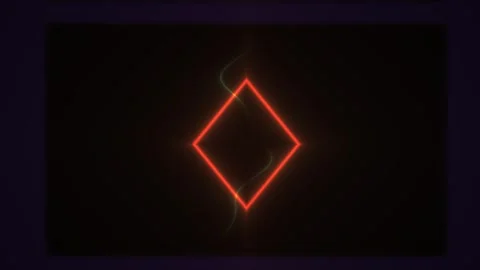 Glowing red neon diamond shape on black background. Stock Footage 336701098