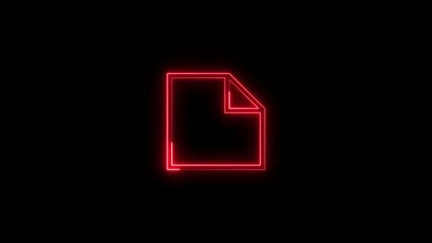 Glowing red neon document file icon animation on black background footage. Vídeo Stock 337330673