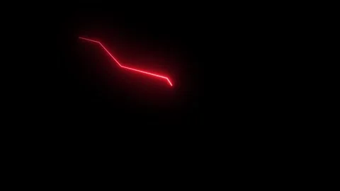 Glowing red neon downward graph with arrow indicating decline, loss, and ne.. Stock Footage 315150298