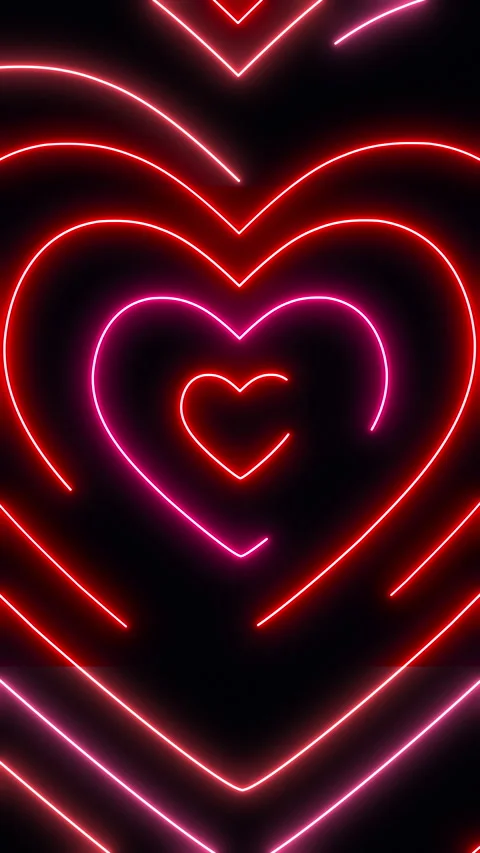 Glowing Red Neon Heart Shape Background Loop Stock Footage 299869957