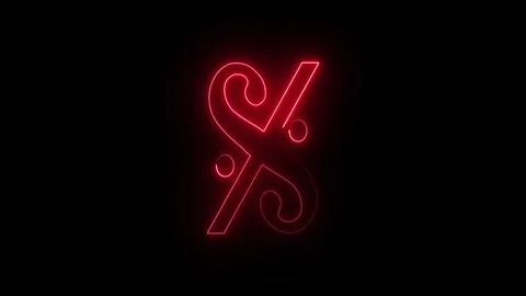 Glowing red neon letter s symbol on dark background Stock Footage 345550160