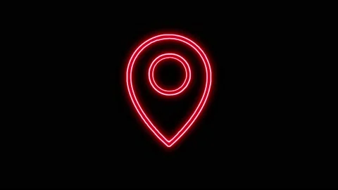 Glowing red neon line Map pin icon animation. Stock Footage 188278564