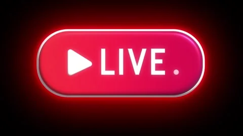 Glowing Red Neon Live Stream Button Animation Stock Footage 321445761