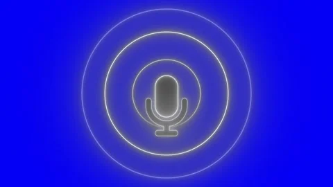 Glowing red neon microphone animation, A glowing neon microphone icon surro.. Stock Footage 304925839