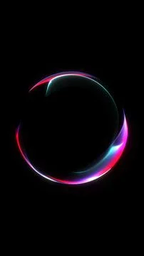 Glowing red neon orb with flowing multicolored reflections forming smooth a.. Stock Illustration