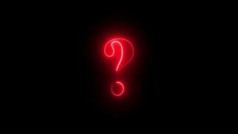 Glowing red neon question mark symbol pulsing on black background, for faq .. 스톡 동영상 332826657