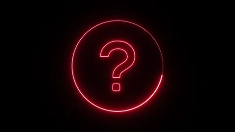 Glowing red neon question mark symbol in loading circle on a dark background Stock Footage 336382635