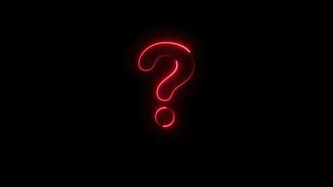 Glowing red neon question mark symbol on black background minimal design co.. Illustrazione stock