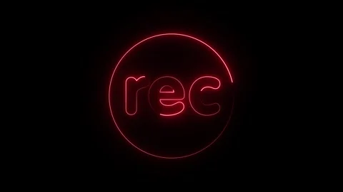 Glowing red neon rec recording symbol on black background Stock Footage 345380149