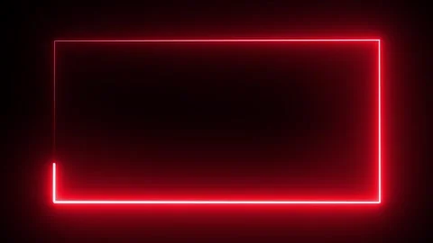 Glowing Red Neon Rectangle Frame on Black Background Stock Footage 317452732