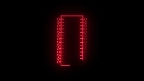 Glowing red neon rectangle frame on dark background Stock Footage 345705474