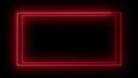 Glowing Red Neon Rectangle Frame Border Animation Loop on Black Background Stock Footage 346182333