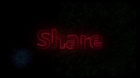 Glowing red neon share text animation with explosive background effects Stock Footage 318099001