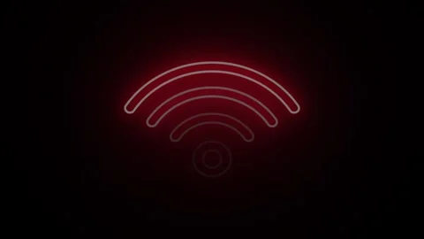 Glowing red neon wireless illustration sign. Wireless and wifi icon or sign.. Video stock 293555507
