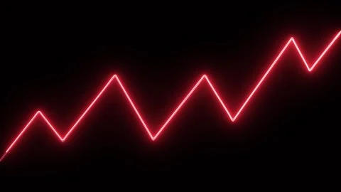 Glowing Red Neon Zigzag Line Wave Moving Up Abstract Growth Chart VJ Loop Stock Footage 337035446
