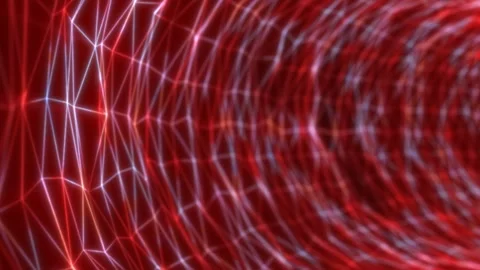 Glowing red network mesh forming a curved tunnel pattern Stock Footage 321707811