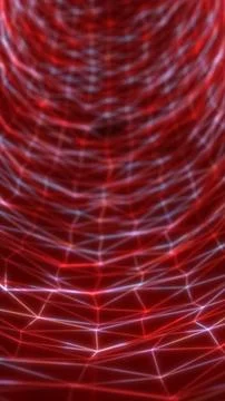Glowing red network mesh forming a curved tunnel pattern, symbolizing data fl Stock Illustration