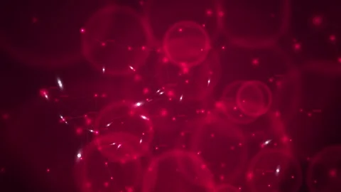 Glowing red network nodes with bokeh technology motion background Stock Footage 338066029
