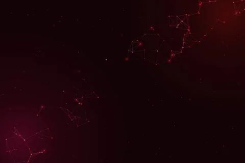 Glowing red nodes and angular connections form scattered digital clusters o.. Stock Illustration