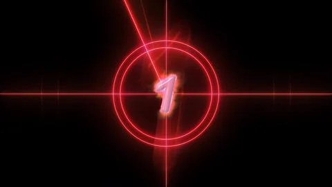 Glowing Red Number One with Concentric Circles Stock Illustration