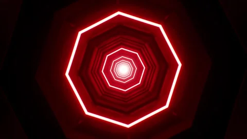 Glowing Red Octagon Light VJ Loop Stock Footage 265246309