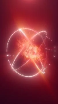 Glowing red-orange energy sphere with swirling particles and bright light t.. Stock Illustration