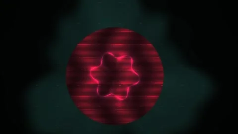 Glowing red orb with neon light effect on dark background. Stock Footage 336241234
