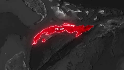 Glowing red outline of Cuba map with flag and motion graphic video Stock-Footage 344957669