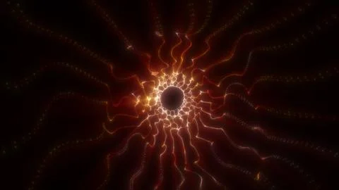 Glowing red plasma vortex radiating from a dark center with dynamic energy wa Stock Illustration