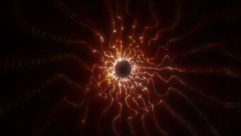Glowing red plasma vortex radiating from a dark center with dynamic energy wa Stockillustratie