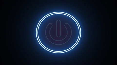 Glowing red power button icon neon animation. Neon light power button turni.. Stock Footage 293552372