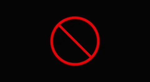 Glowing Red Prohibited Stop Sign Animation on Black Background Vídeos de archivo 335399599