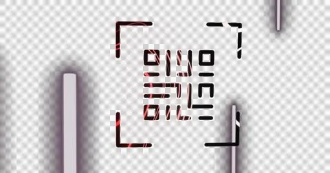 Glowing red QR code being scanned on black background Illustrazione stock