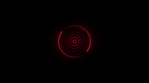 Glowing red radar alert pulse with concentric circular lines 4k video Stockbeeldmateriaal 342752057