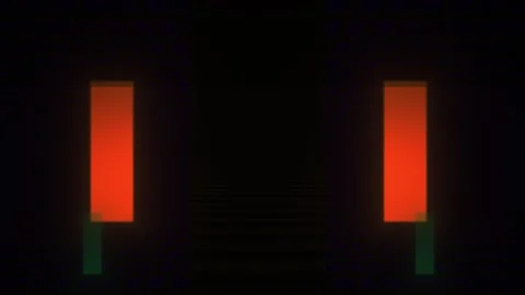 Glowing red rectangular lights on black. 動画素材 335112036